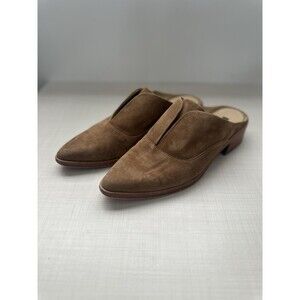 Lafayette 148 New York Brown Suede Pointed Toe Mules Sz 7.5 Wedge Heel Workwear